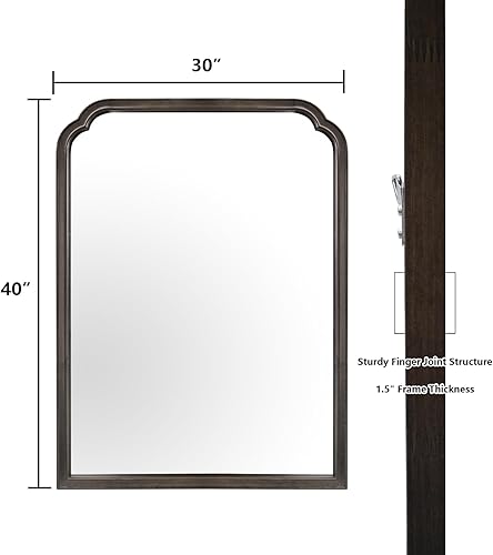 Miniatura 6 de WallBeyond Espejos de baño de madera para montar en la pared, 30 x 40 pulgadas, espejos de pared con marco de madera rústica, espejos decorativos