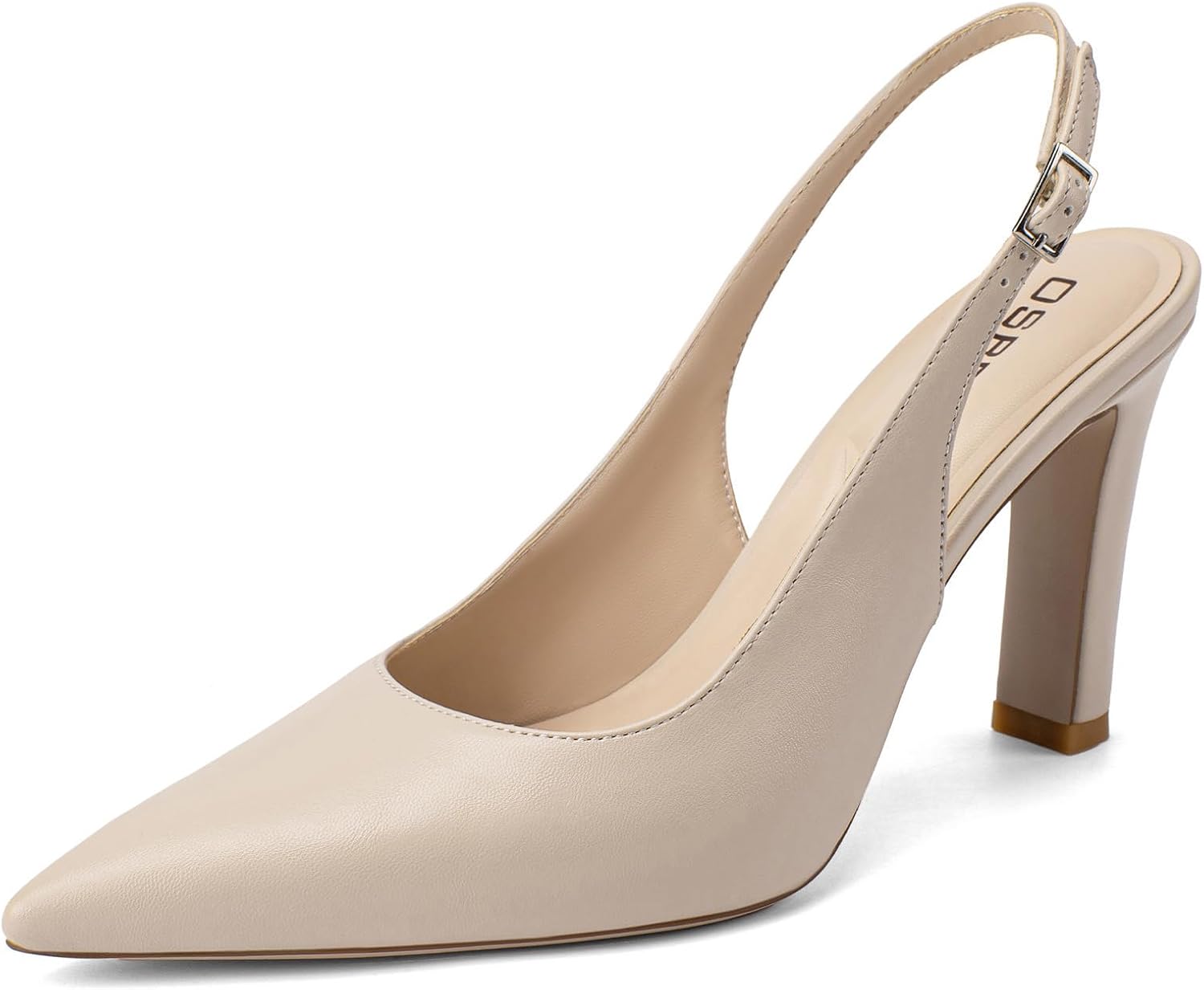 Womens Slingback Heels Chunky Block Heels 3.5Inch Pointed Toe Closed Toe Pumps