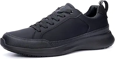 SPIEZ Non Slip Shoes for Men, Waterproof Oilproof Mens Kitchen Chef Food Service Shoes Restaurant Black US7.5-12