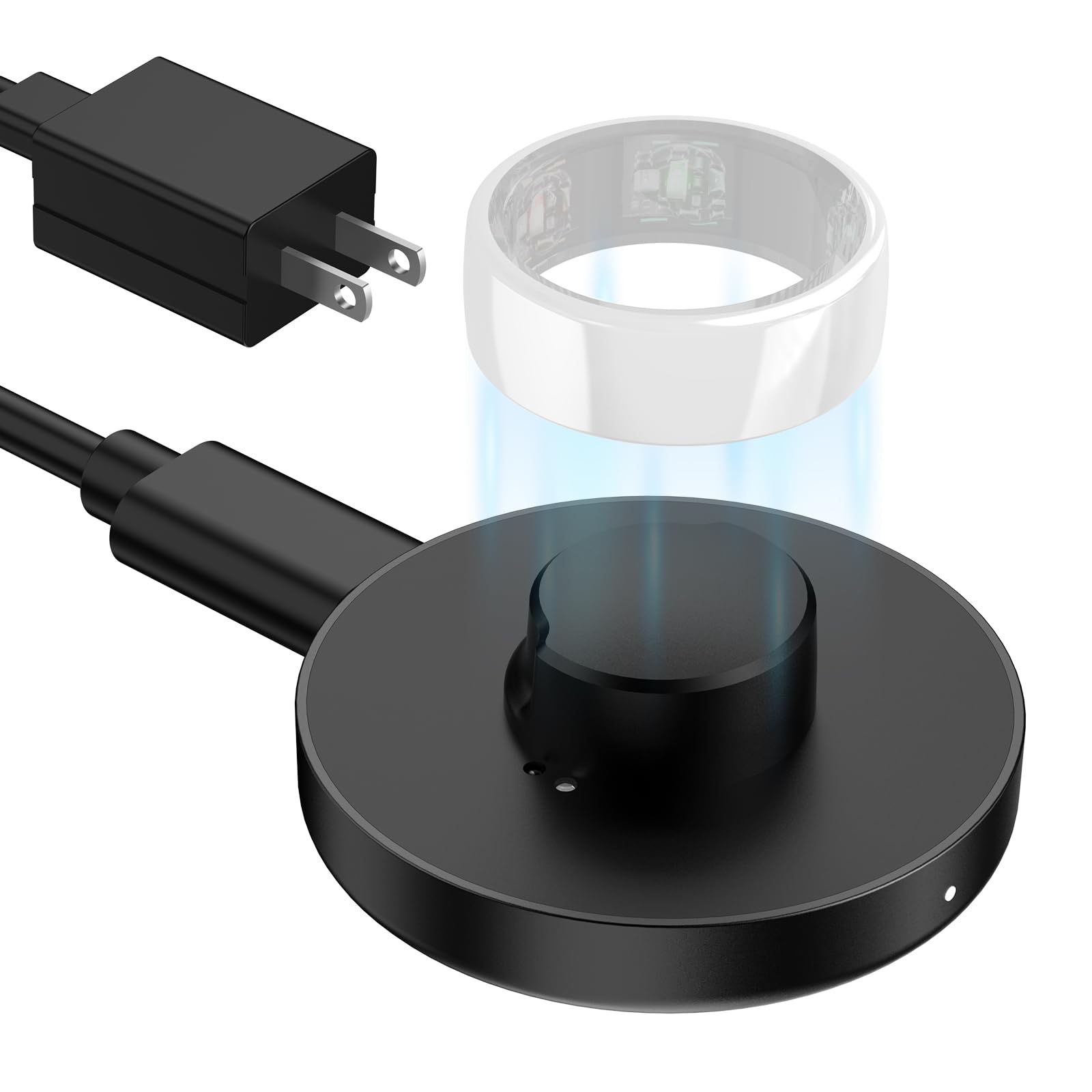 Compatible with Oura Ring Gen 3 Charger - Size 10 - Fast Charging Dock with Infrared Sensing, Auto Stop Protection, Indicator, Non-Slip Base, Charger for Smart Ring Includes 59 Inch USB-C Cable-image-2