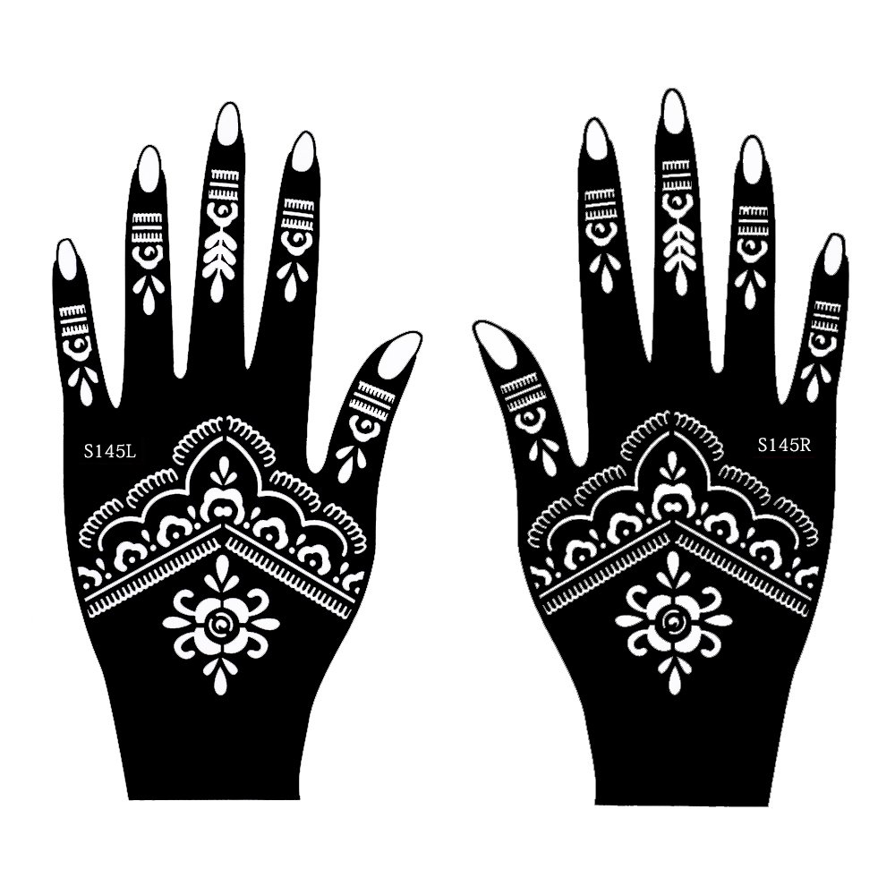 Akcja! Henna szablony do tatuażu 8 sztuk zestaw do jednorazowego użytku do rąk, również do tatuaży brokatowych i tatuaży Air Brush Set Jaiya