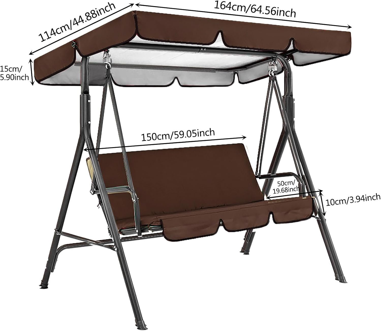 Swing Cushion Cover - 3 Seater Waterproof Replacement Canopy Sleeve | 59x20x4 Inch Outdoor Swing Seat Slipcover, UV Resistant and Dustproof Sitting Protector for Garden Patio and Balcony