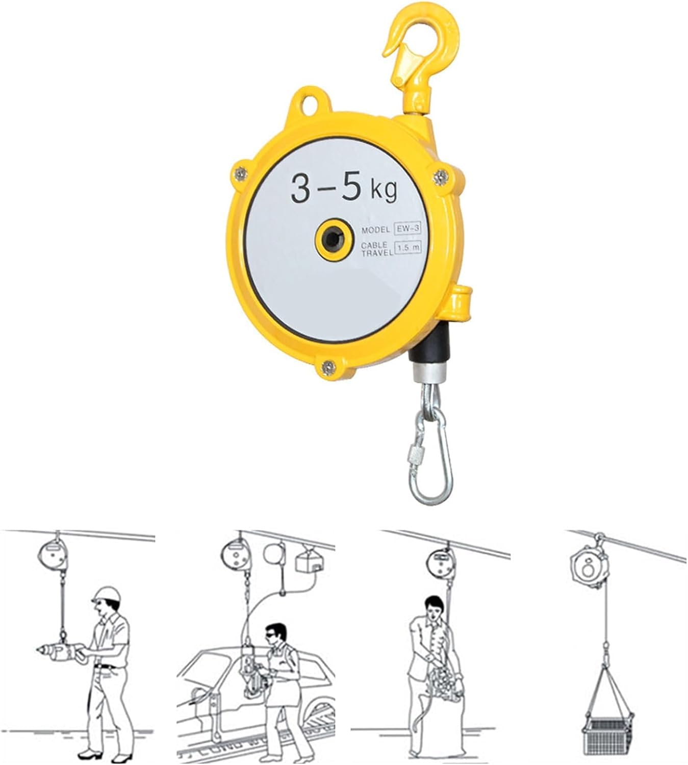 VUIKLCty Spring Balancer, Suspendable Telescopic Tool Spring Balancer, Adjustable Balancer Telescopic (Size: 3-5 Kg)