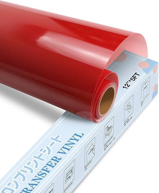 YRYM HT Heat Transfer Vinyl - 12" x 5ft Red Premium HTV Vinyl Roll for T-Shirts,Red Iron on Vinyl for DIY Heat Vinyl Design - Easy to Cut & Weed (red)