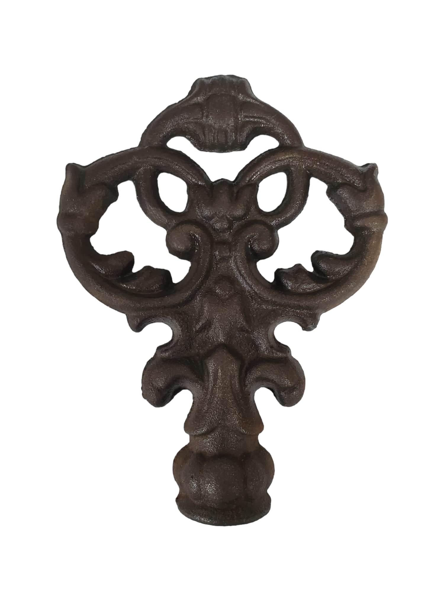 Cast Iron Fence Finials, Multiple Decorative Styles &amp; Sizes, 1/2" to 1" Inch Square and Round Spears, Fleur de Lis Design (1/2" Celtic Round, 4)