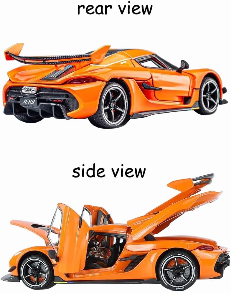 Therina Toy Cars Model Jesko 1/24 Orange Alloy Collectibles Die-cast Vehicles with Sound and Light