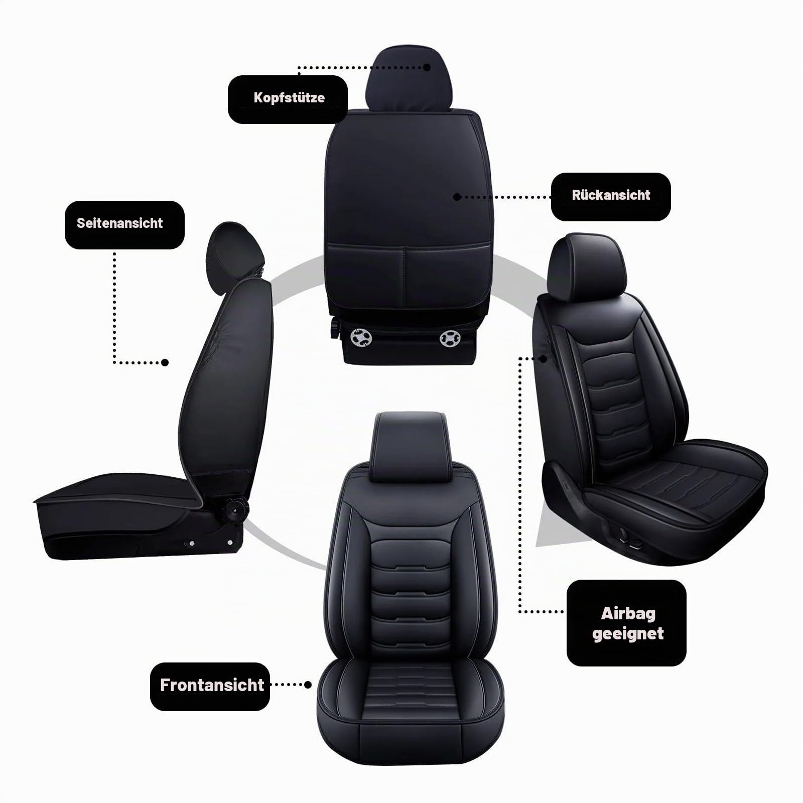 Full Set Auto Sitzbezüge für Audi A4 (B8) Avant Restyling,Wasserdichtes VerschleißFest Leder Auto Sitzschutz,5 Stück Autositzbezüge