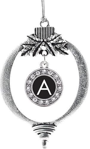 Miniatura 18 de Inspired Silver - My Vintage Initials - Adorno con dije de letra V - Adornos navideños de círculo plateado con joyas de circonita cúbica