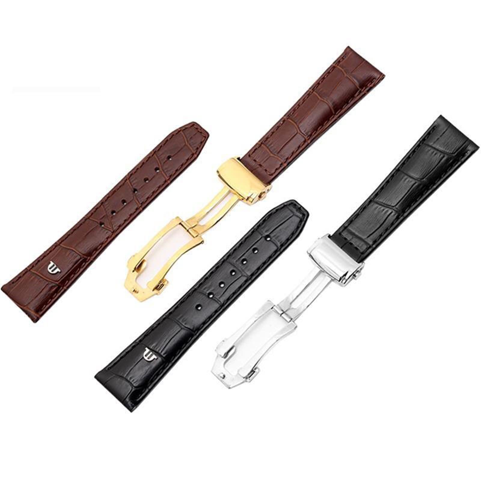 Schwarzbraunes 20mm 22mm Echtleder-Armband, für Maurice Lacroix Uhrenarmband mit Faltschließe