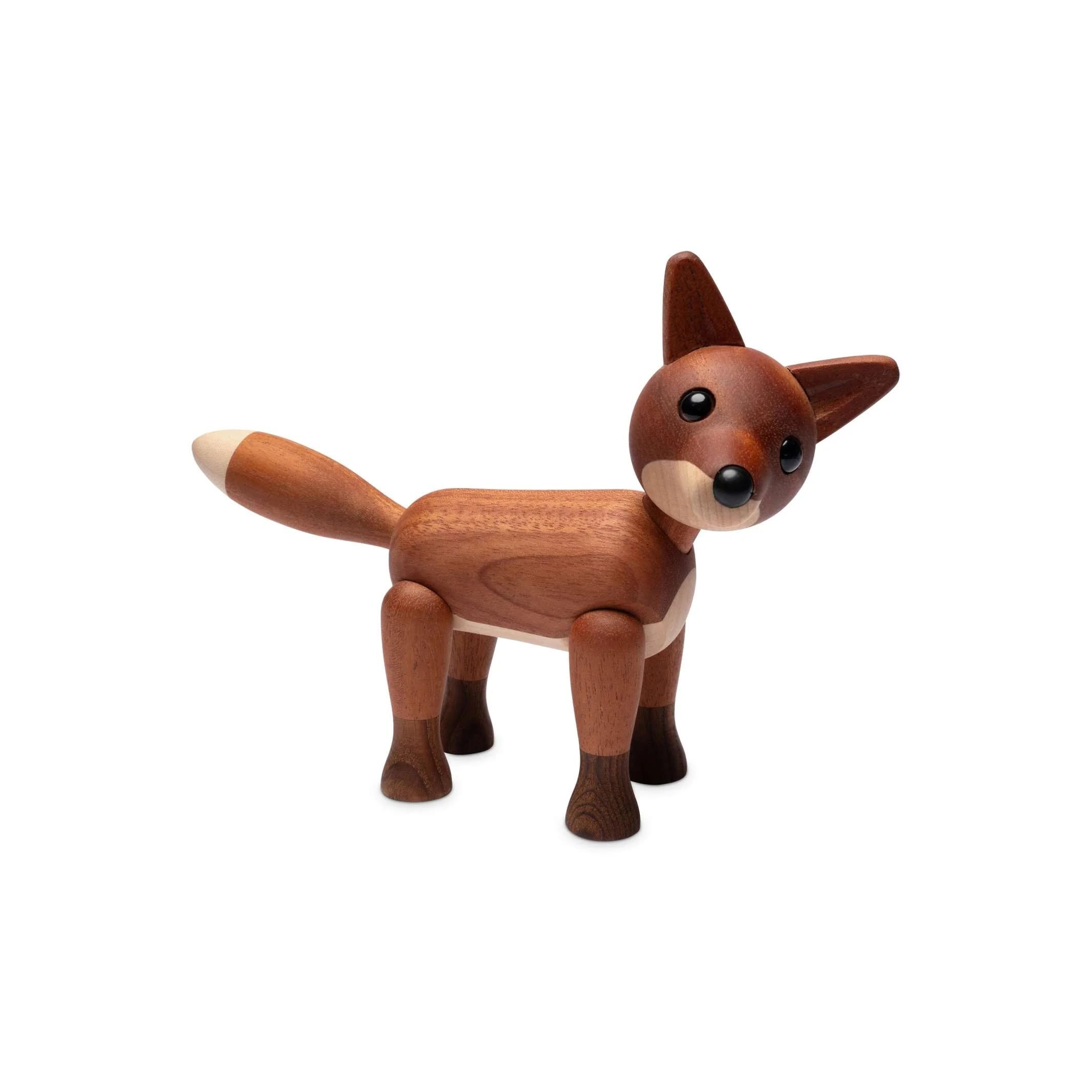 Spring Copenhagen Foxy - Elegante figura de madera de zorro | Figura de madera | 12 x 18,5 x 5,5 cm | Decoración del hogar | Madera (caoba FSC, arce, fresno térmico) | Colección de figuras de madera |