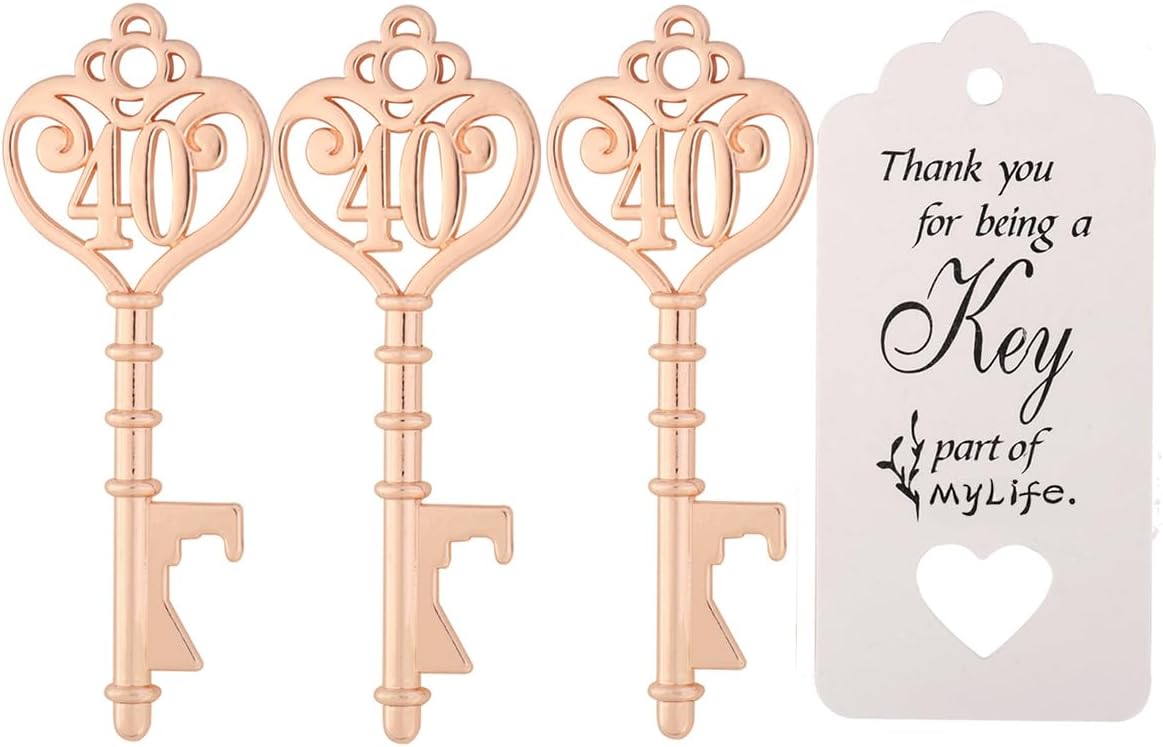 24 Pack 40th Key Bottle Opener for 40th Birthday Party Favors 40 Key Beer Bottle Opener Favors Anniversaries Souvenirs Gifts Decoration (24, 40)