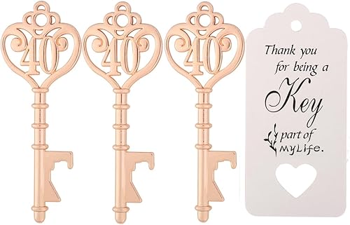 Paquete de 24 abridores de botellas de 40 llaves para fiestas de cumpleaños de 40 años, abridor de botellas de cerveza de 40 llaves, recuerdos de