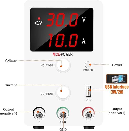 Miniatura 2 de Fuente de alimentación de CC variable, pantalla digital de LED, fuente de alimentación regulable, conmutación digital con cable de alimentación