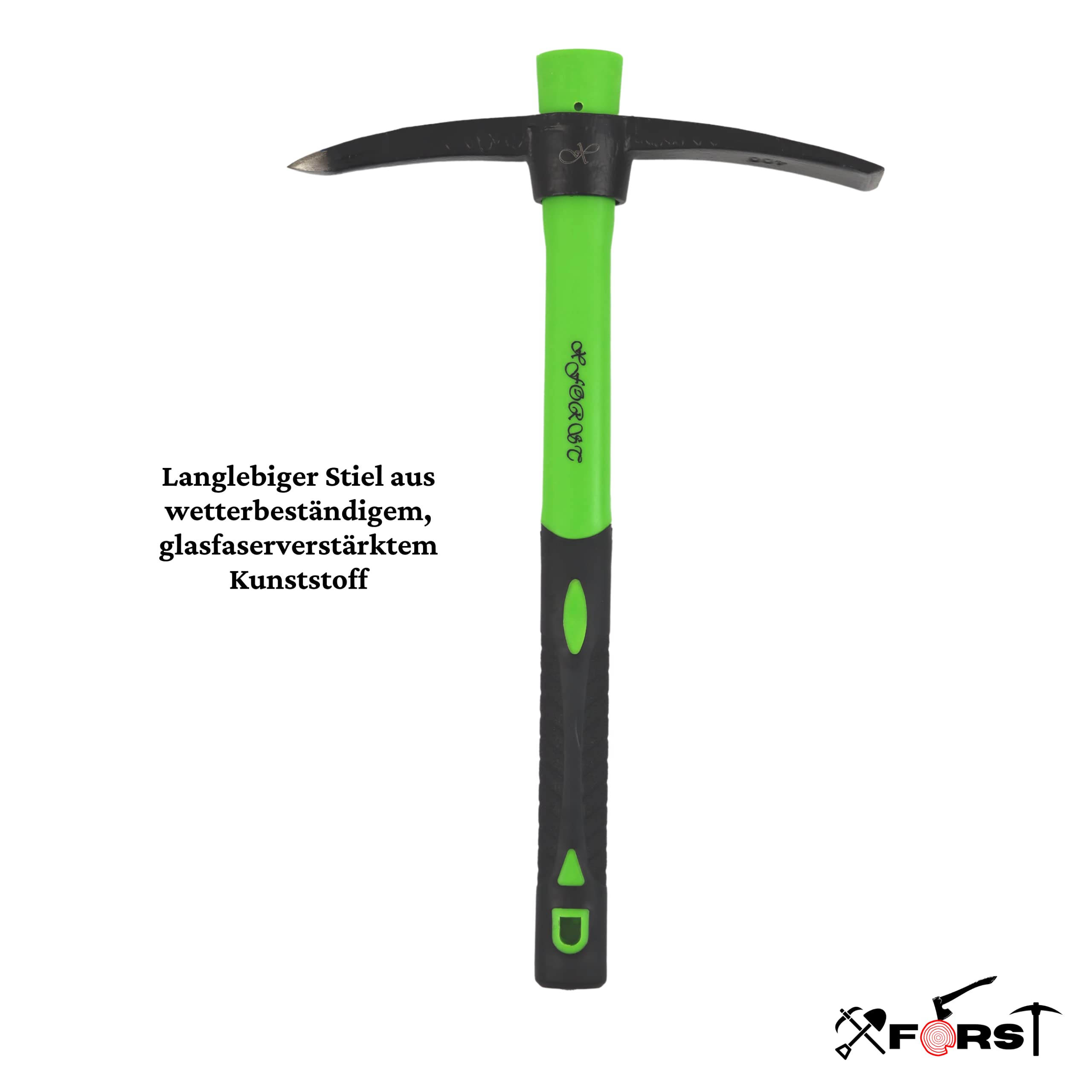 Xforst X-PF400 Mini Pioche Manche Fibre de Verre Tête Acier Forgé Traité Thermiquement Désherber Creuser Jardinage Camping Prospection