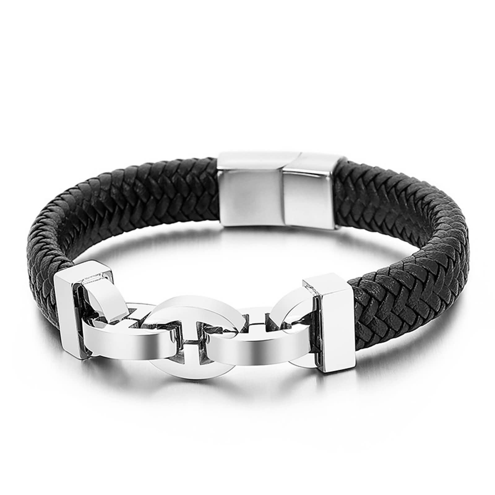 Herren Armband Metall, Armband Edelstahl Korbgeflecht Flechten Geburtstag Schmuck Geschenk für Herren