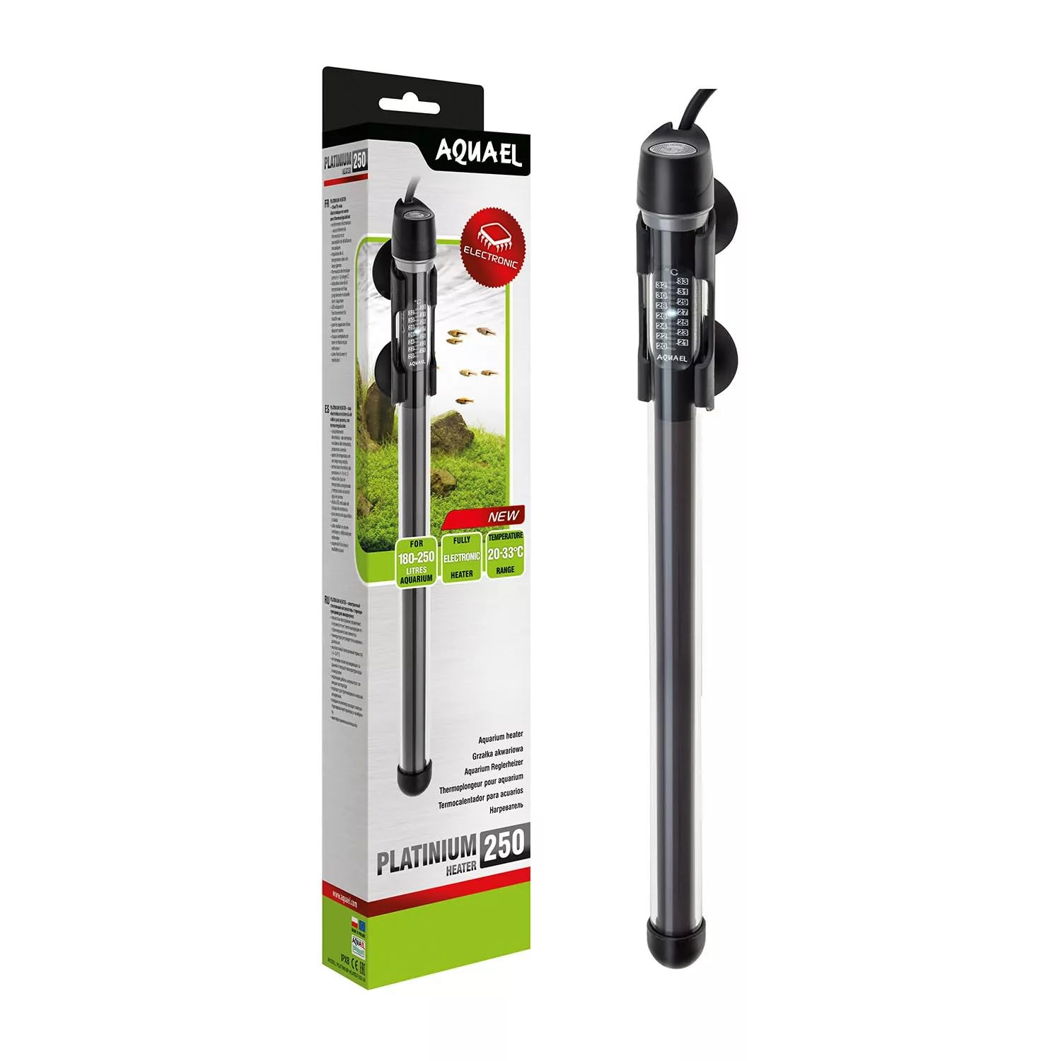 Grzałka Platinium Heater 250 W – precyzyjna grzałka z termostatem | do akwariów słodkowodnych 180–250 l | zakres regulacji temperatury | energooszczędna i bezpieczna konstrukcja