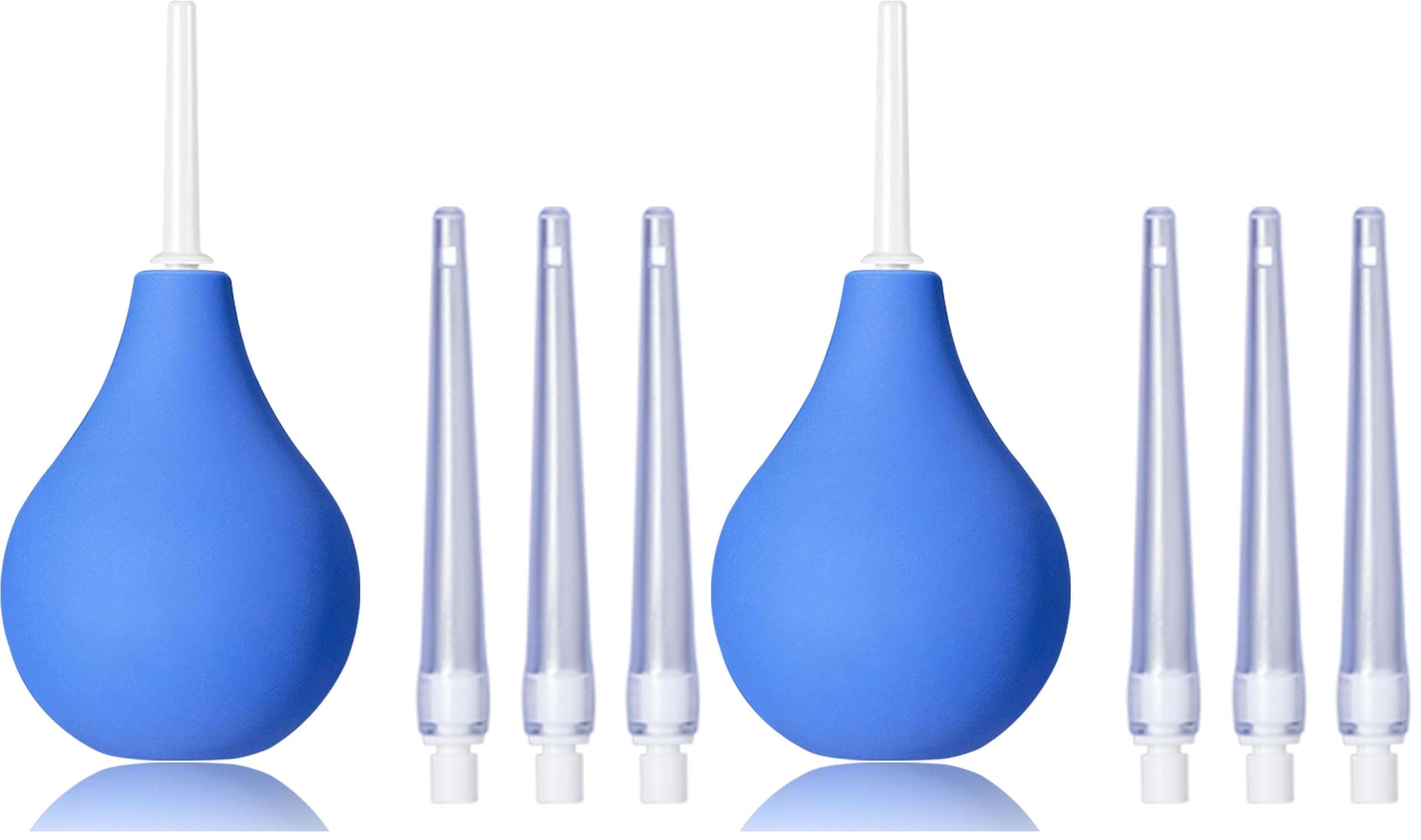TopQuaFocus 8oz Enema Bulb Kit Anal and Vaginal Douche Bulb for Men Flushing System Enemas Silicone Bulb 4 Replaceable Tips (Blue, 224ml) (Pack of 2)