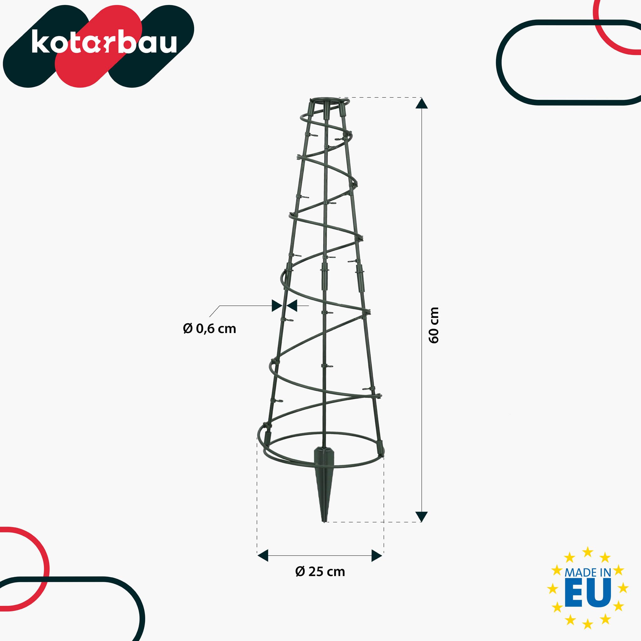 KOTARBAU® Traliccio per Rampicanti da Esterno, Tutori Pomodori Ø 25 cm, PVC