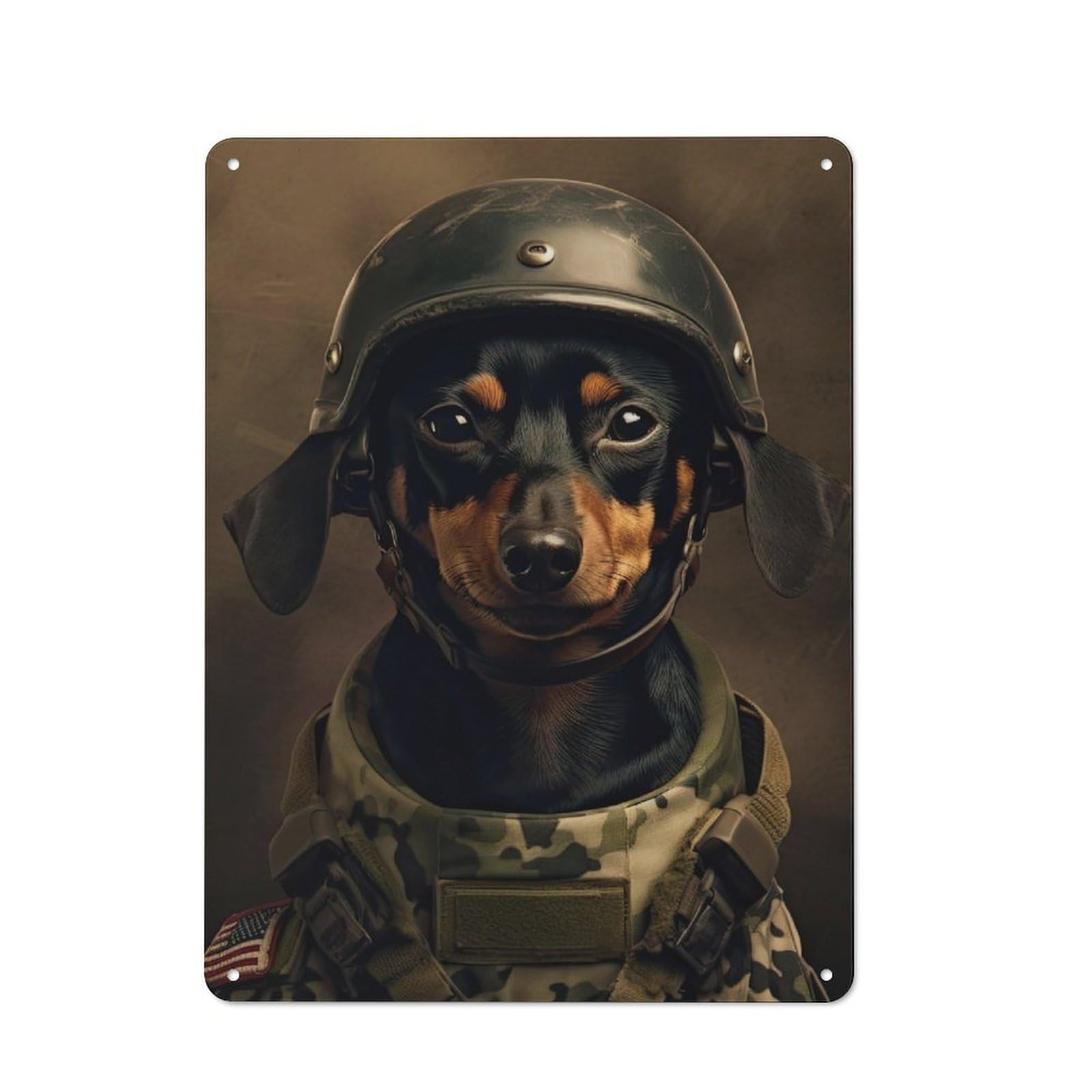 Junmoney Miniature Pinscher Soldier Retro Tin Sign 40X30cm For Living Room Wall, For Home Interiors, Feature Walls And Decorative Displays