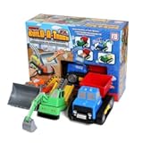 Magnetic Build-a-Truck Construction Set of 4 Construction Vehicles with Real Construction Site Sounds