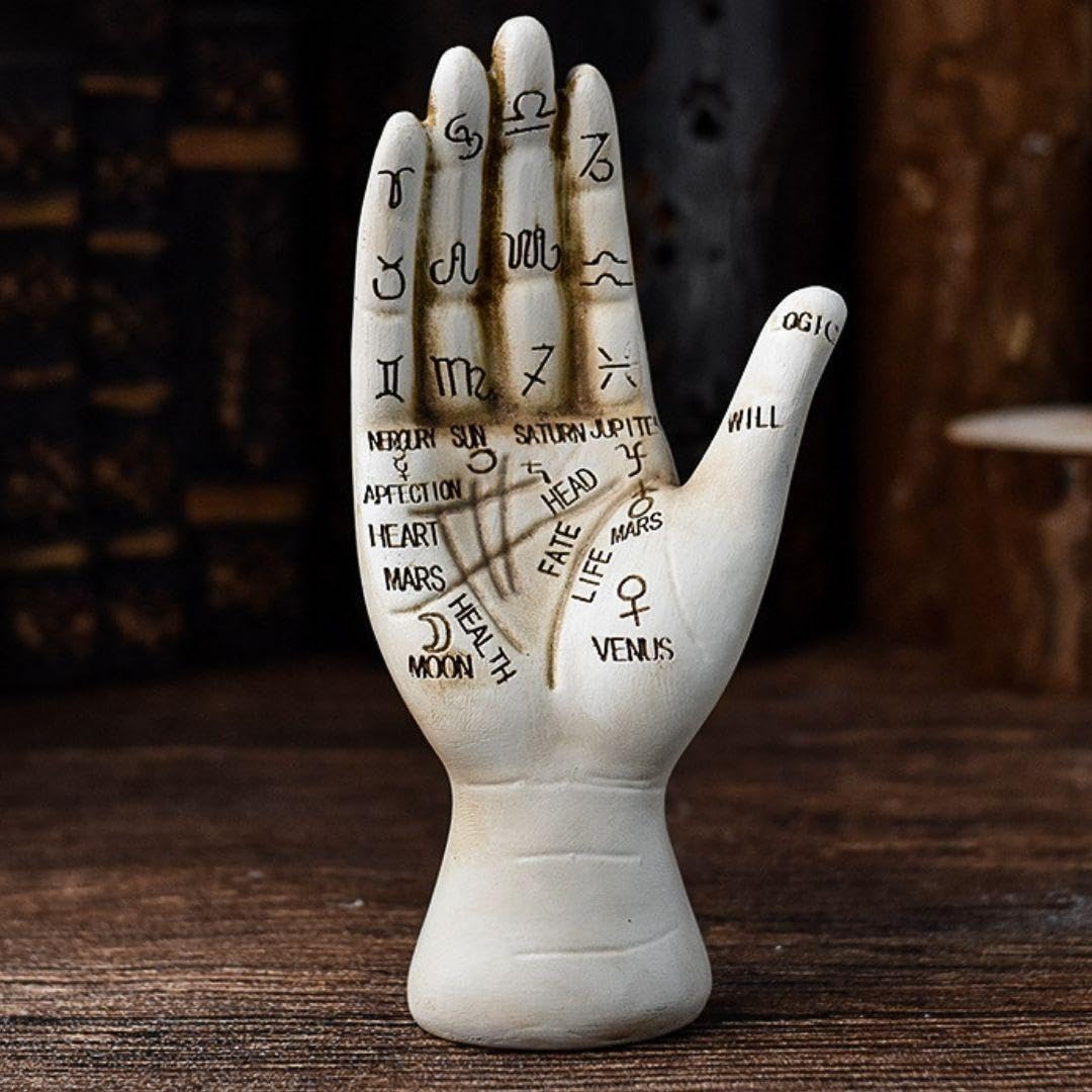 西洋式手相占いの手の模型 アンティーク風占いグッズインテリア彫刻
