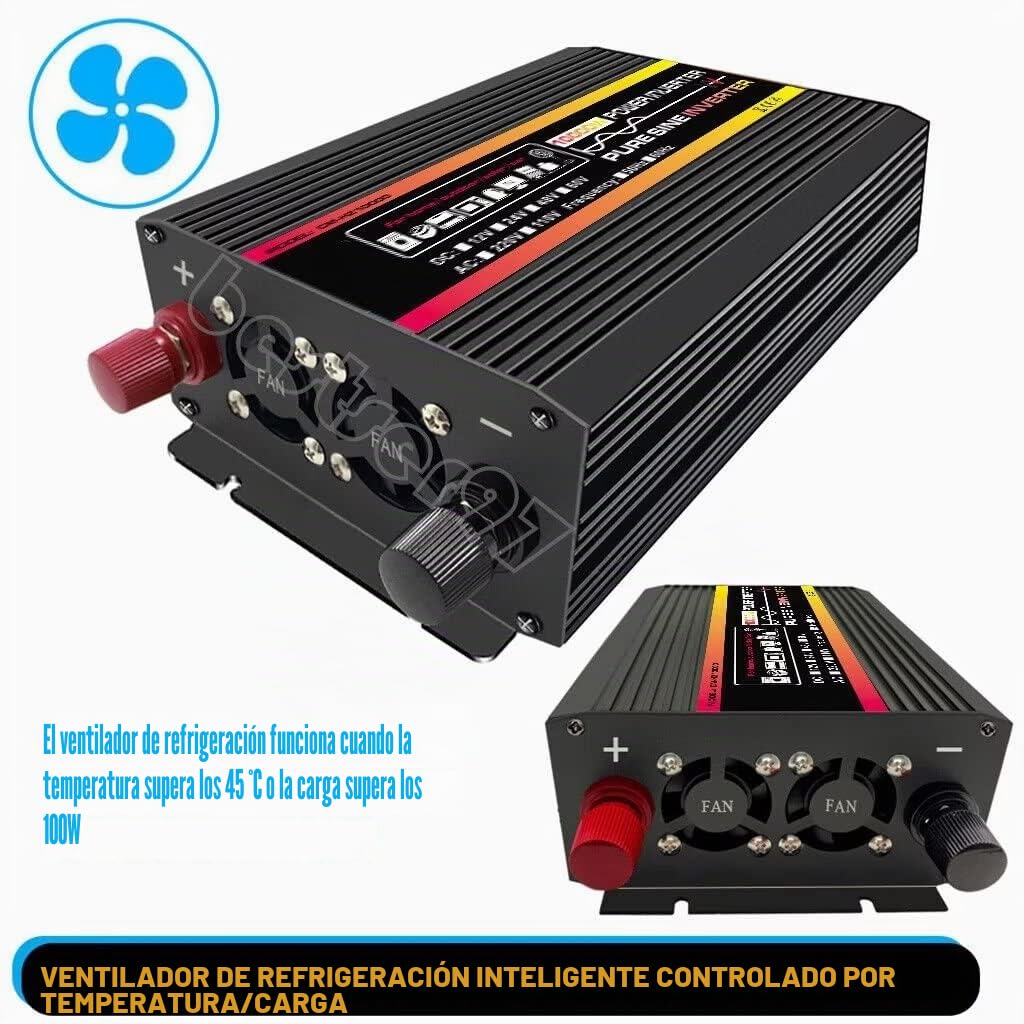 Inversor de alimentación de 10000w DC 12v 24v 48v a AC 110v 220V convertidor con Pantalla LED Onda sinusoidal Pura (48v - 220v)