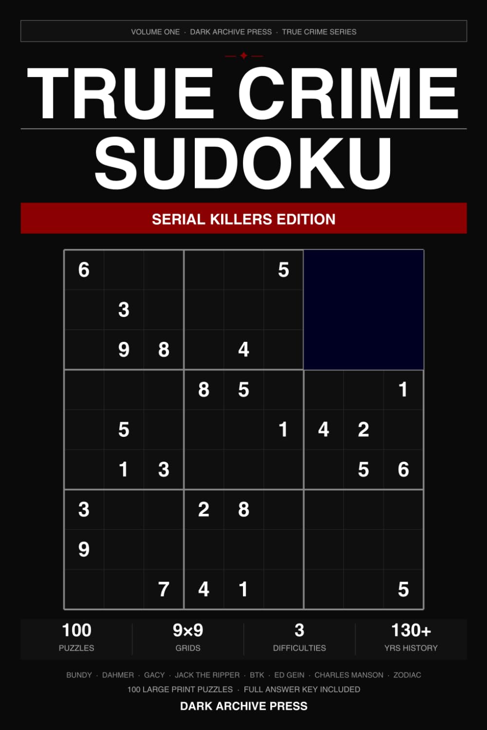 True Crime Sudoku: Serial Killers Edition: 100 Large Print Puzzles Themed Around History's Most Notorious Serial Killers — Easy, Medium & Hard (Volume 1)