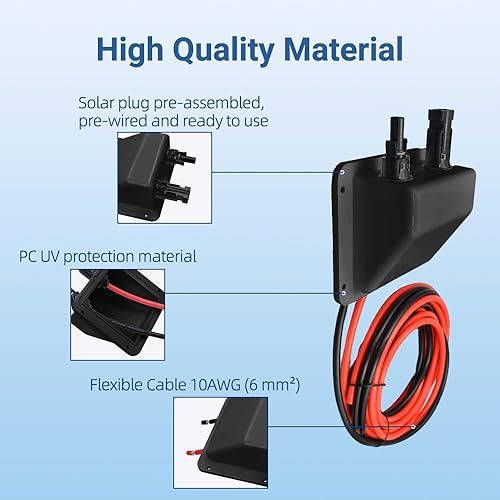 Miniatura 9 de Prensaestopas de entrada de cable solar, resistencia UV IP68 carcasa de entrada de cable doble para proyecto solar en caravana, barco, cámper,