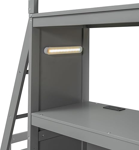 Miniatura 336 de Versatility - Litera individual sobre individual con escritorio y armario integrados, cama alta de madera maciza y plataforma independiente con