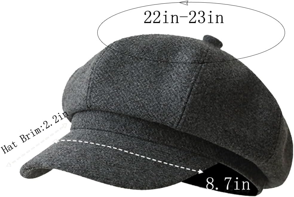 KORADI Womens Newsboy Caps Wool Winter Warm Hats Chic Beret Cap Paperboy Hat Cabbie Cap Adjustable