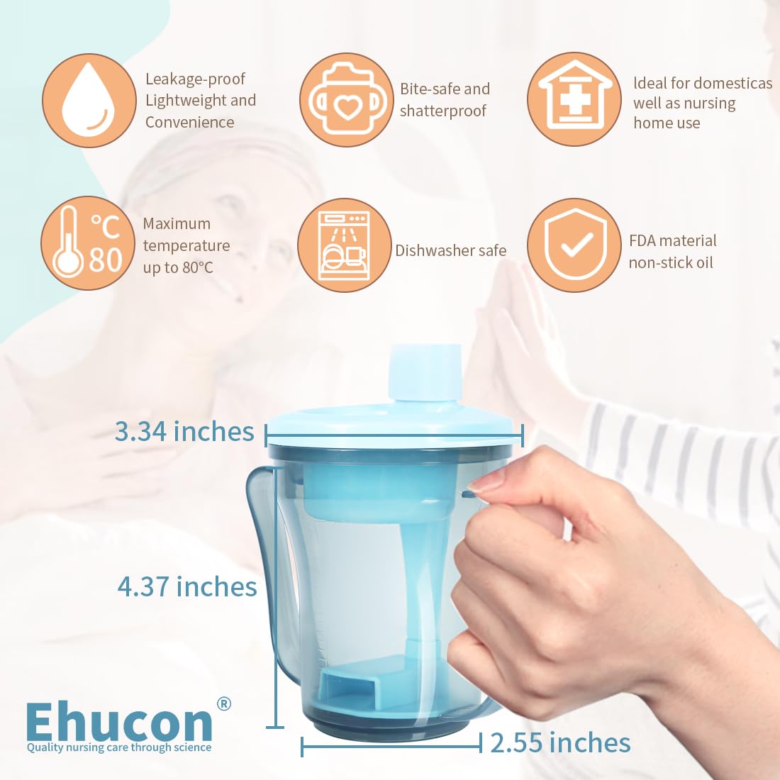 Taza reguladora de disfagia para tragar y trastornos de personas, dispensa 5 cc o 10 cc de líquido cada vez, no se utiliza espesante. Ayuda a prevenir la asfixia