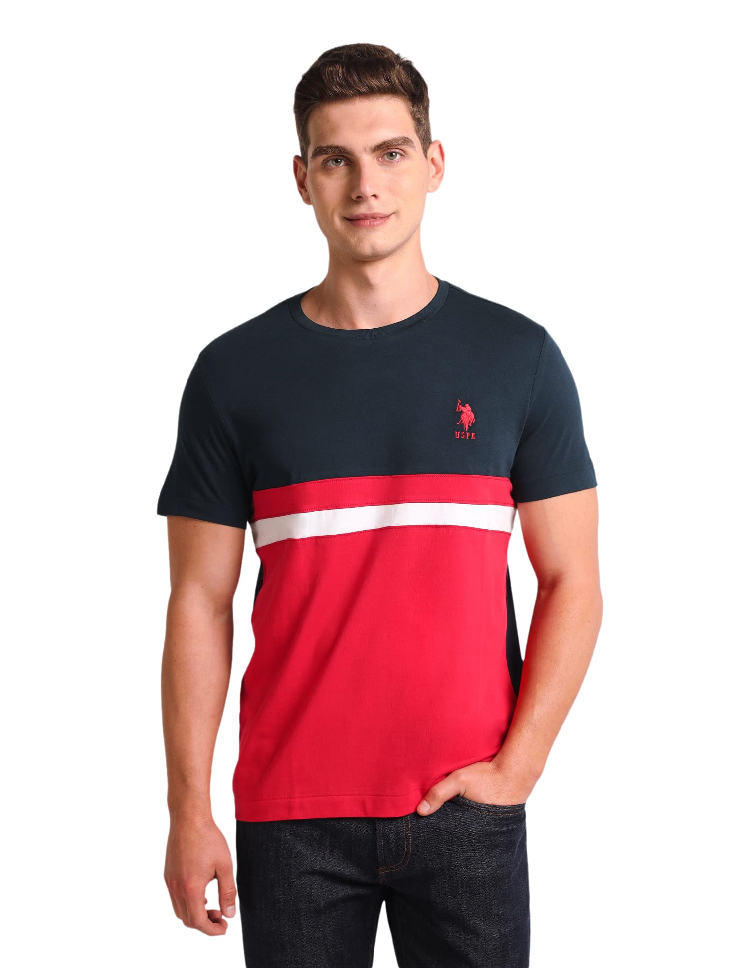 u.s. polo assn. Men Cotton Color Block Slim Fit Shirt-picture-42