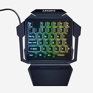 Einhand-Gaming-Tastatur Mini verdrahtete RGB-hinterleuchtete Halbtastatur, mechanisches Gefühl, Unterstützung der Handgele...