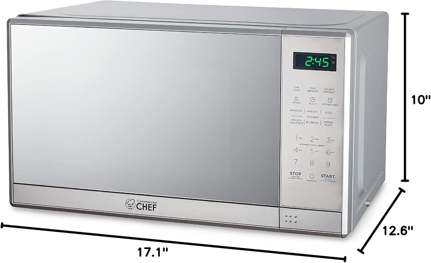 COMMERCIAL CHEF Small Microwave 0.7 Cu. Ft. Countertop Microwave with Digital Display, Stainless Steel Microwave & BLACK+DECKER 4-Slice Toaster Oven with Natural Convection, Stainless Steel
