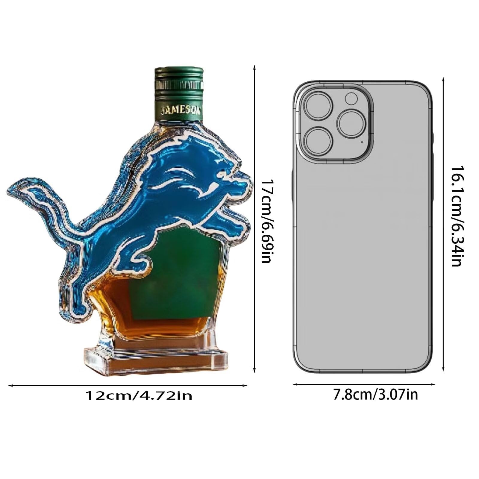 karafka, 300 ml figurka butelki whisky w kształcie lwa, trójwymiarowa nowość postaci szklanej karafki do(A)