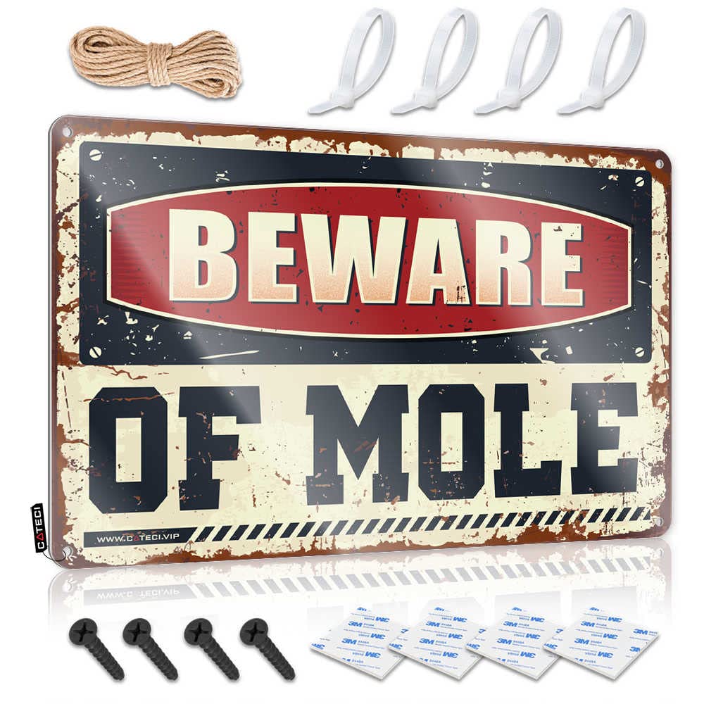 Mwfkkaddb One Color Home Tin Sign Beware Of Mole Sign Funny Office Signs Decor Signs(30X40cm)
