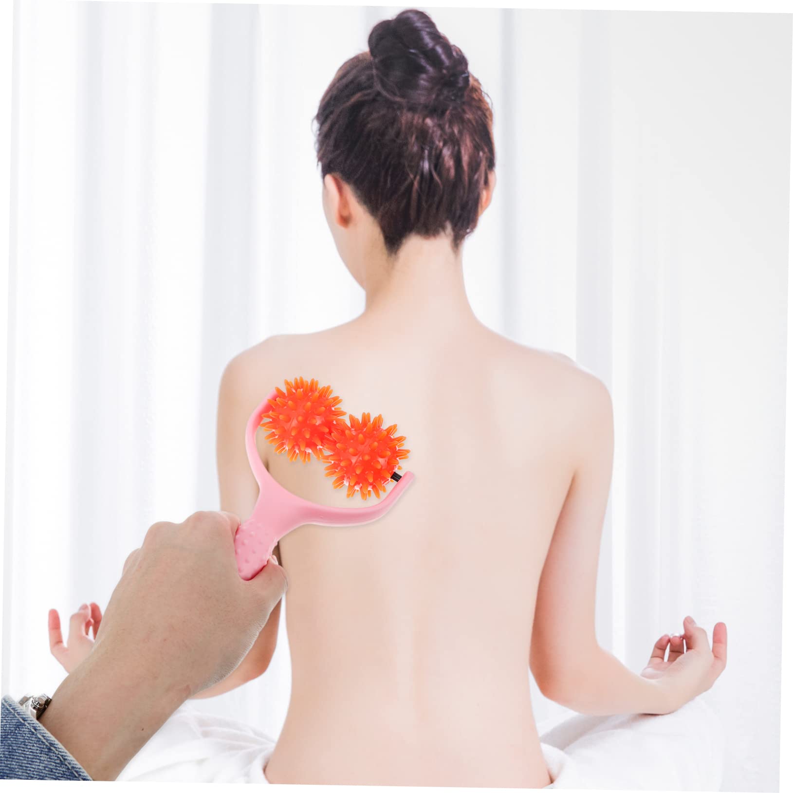 KOMBIUDA Handheld Massager Stick Ball Massage Roller Stick for Muscle Relief Portable Trigger Points Massager Rod Manual Massage Roller Stick Pink