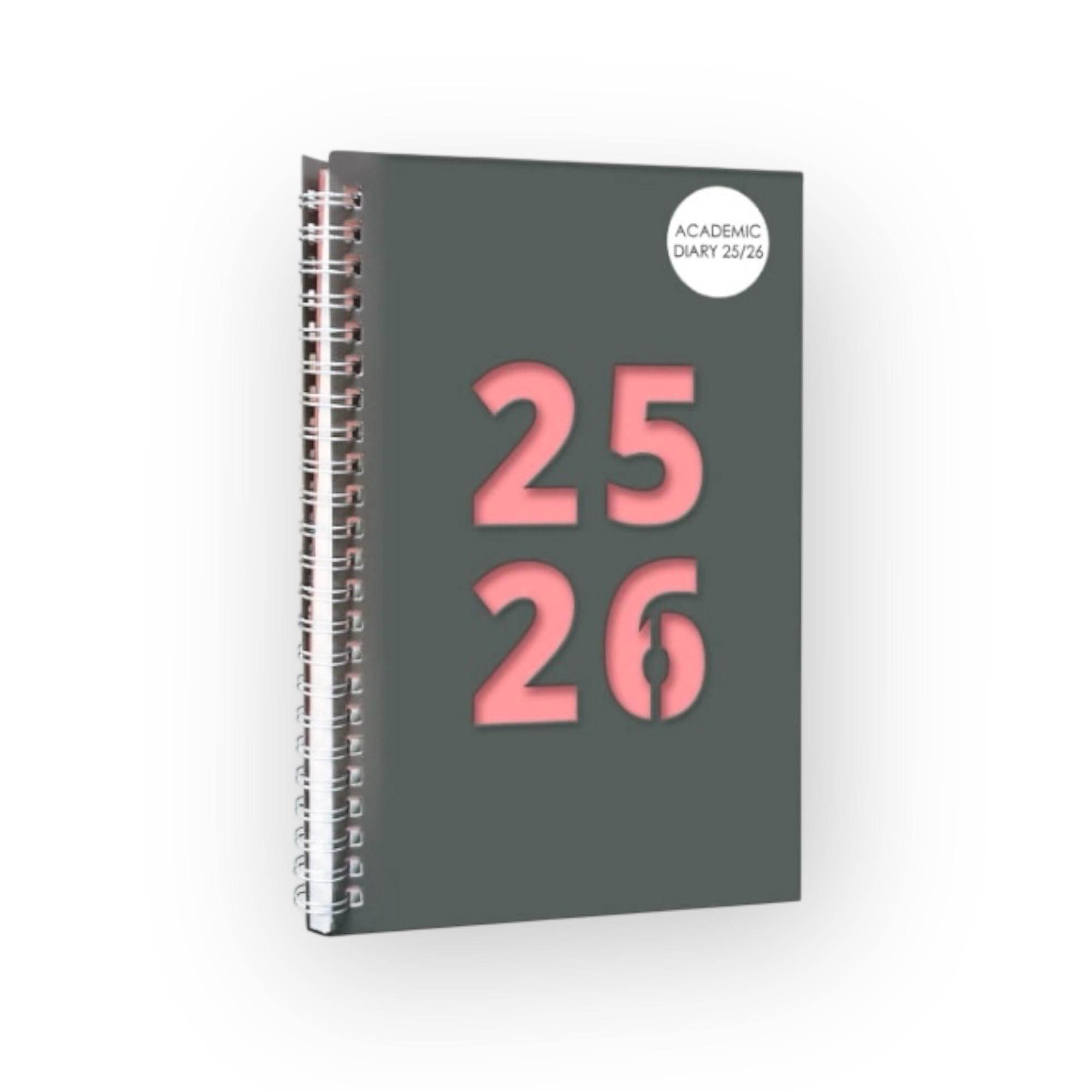 2025-2026 Academic Diary Wiro A5 Size Week to View Spiral Cover Diaries Mid Year Die Cut Cover Planner (Pink)