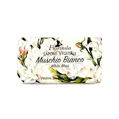 Florinda Magic of Flowers - Barra de jabón vegetal de musgo blanco, 3.53 oz, 3.5 onzas