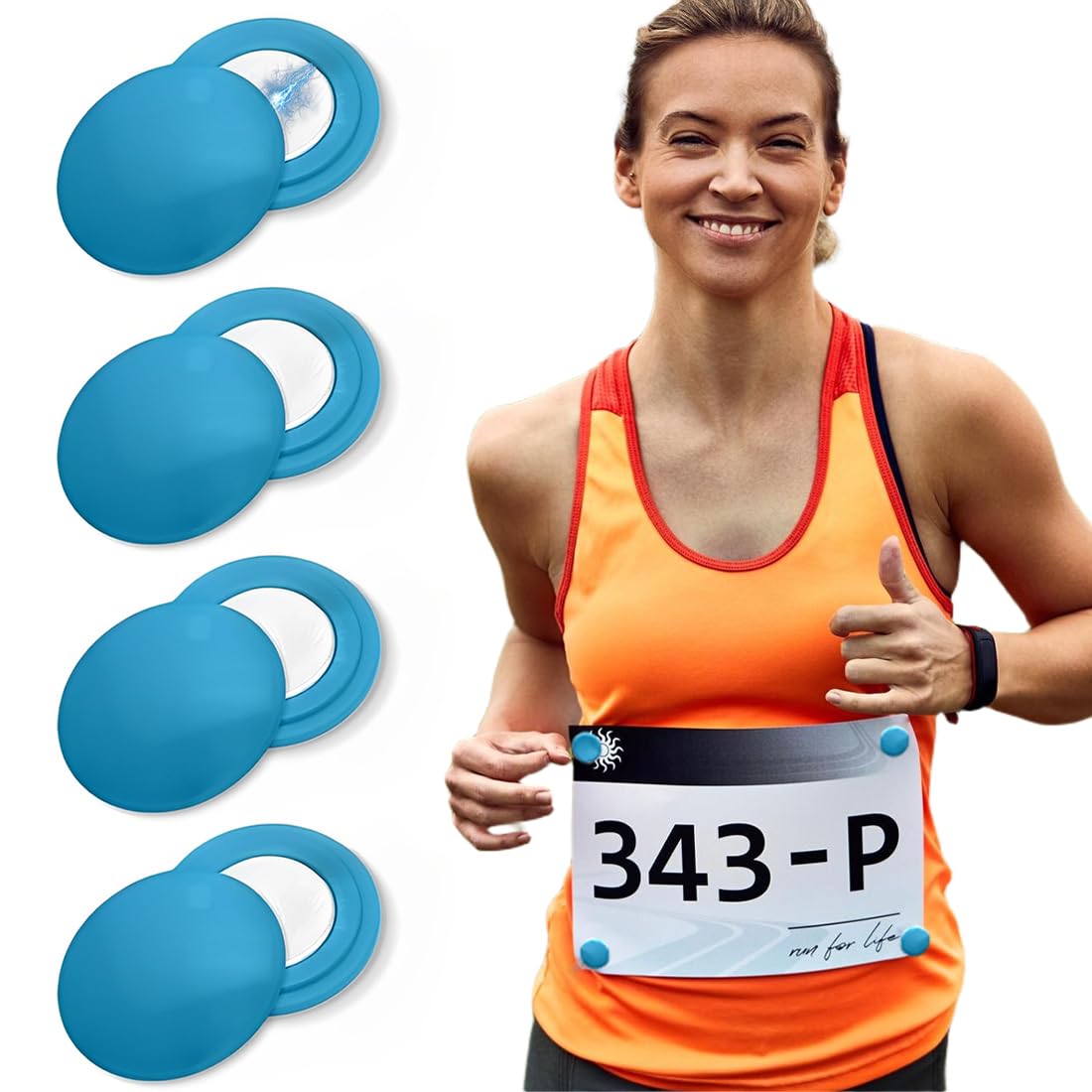 NJCXOLA Dorsales Running, 4 Pares Imanes Porta Dorsal Running, Fijación Magnética Dorsal, Imanes Porta Dorsales para La Fijación del Número de Carrera, Accesorios de Maratón - Blanco — view 10