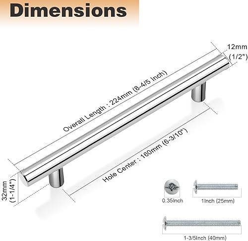 Miniatura 115 de Probrico - Paquete de 20 manijas planas negras modernas para cajones, manijas de cocina, armario europeo, tirador en T para tocador - Centros