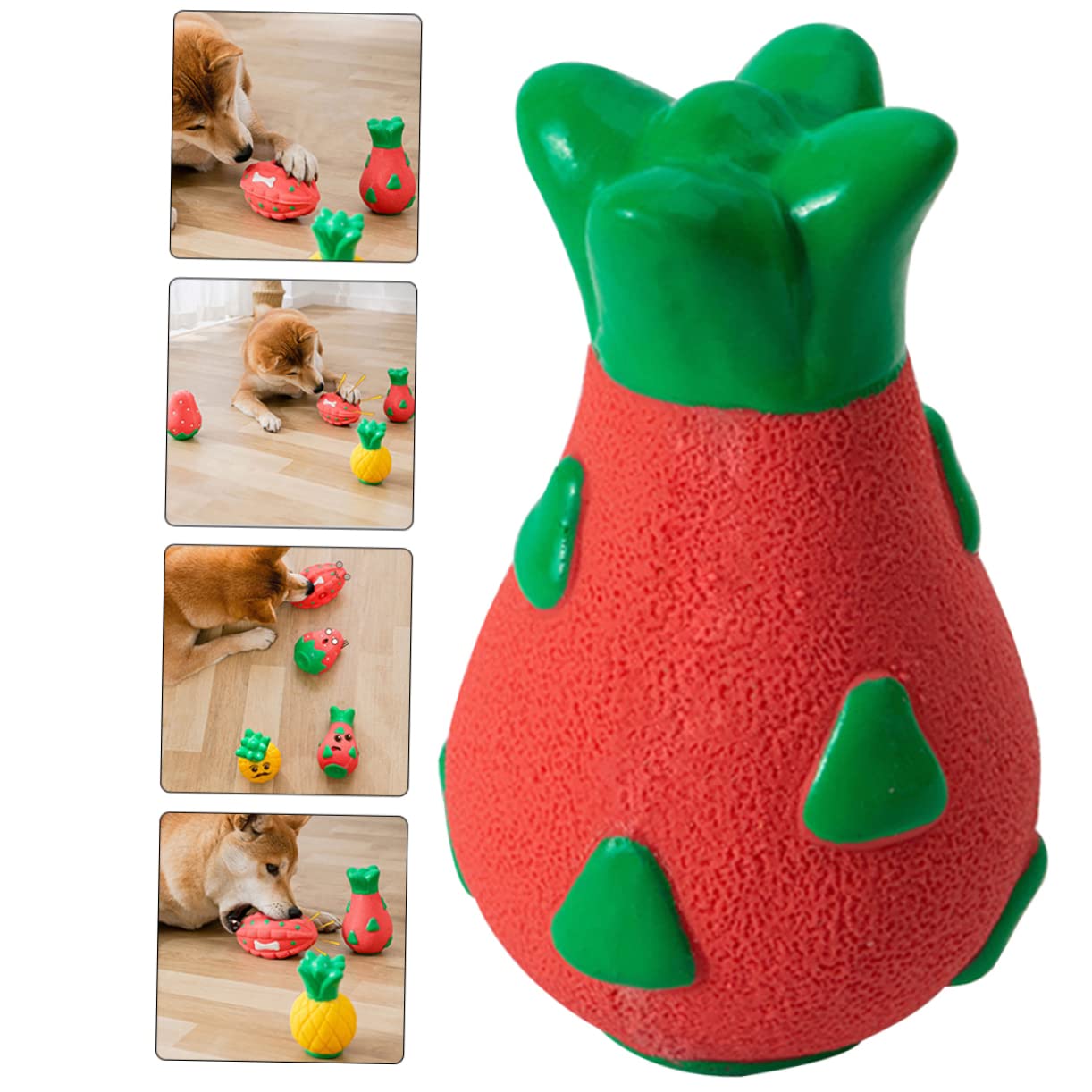 POPETPOP 4piezas Juguete Interactivo para Perros Masticable De Juguete Antiestrés para Mascotas para Perros Mediano Ayuda Mantener El Hogar Limpio y Fortalece La Salud Dragon Fruit