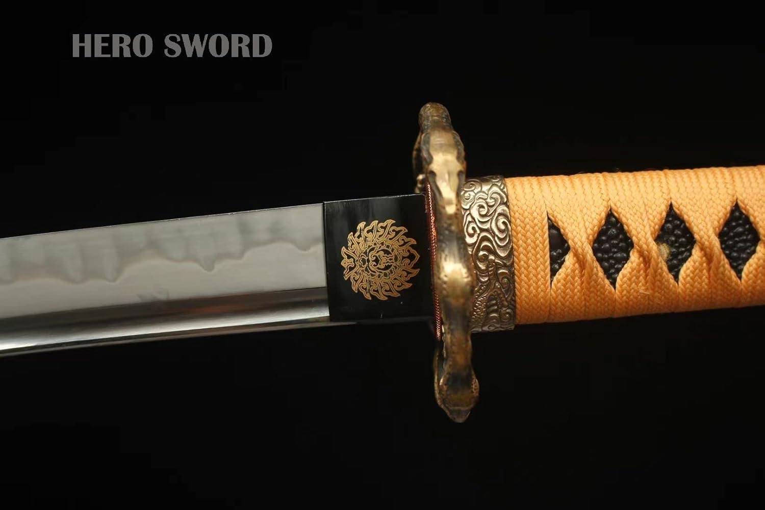 HERO SWORD Clay Tempered T10 Steel Long Choji Hamon Katana Sword Handmade Full Tang Razor Sharp Dragon Samurai Sword Cool Japanese Weapons Battle Ready