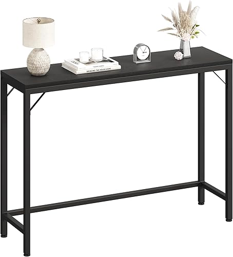 Miniatura 1 de Mesa para detrás del sofá, mesa consola negra, mesa de sofá de 39.4 pulgadas para sala de estar, mesa de pasillo industrial para entrada, color negro