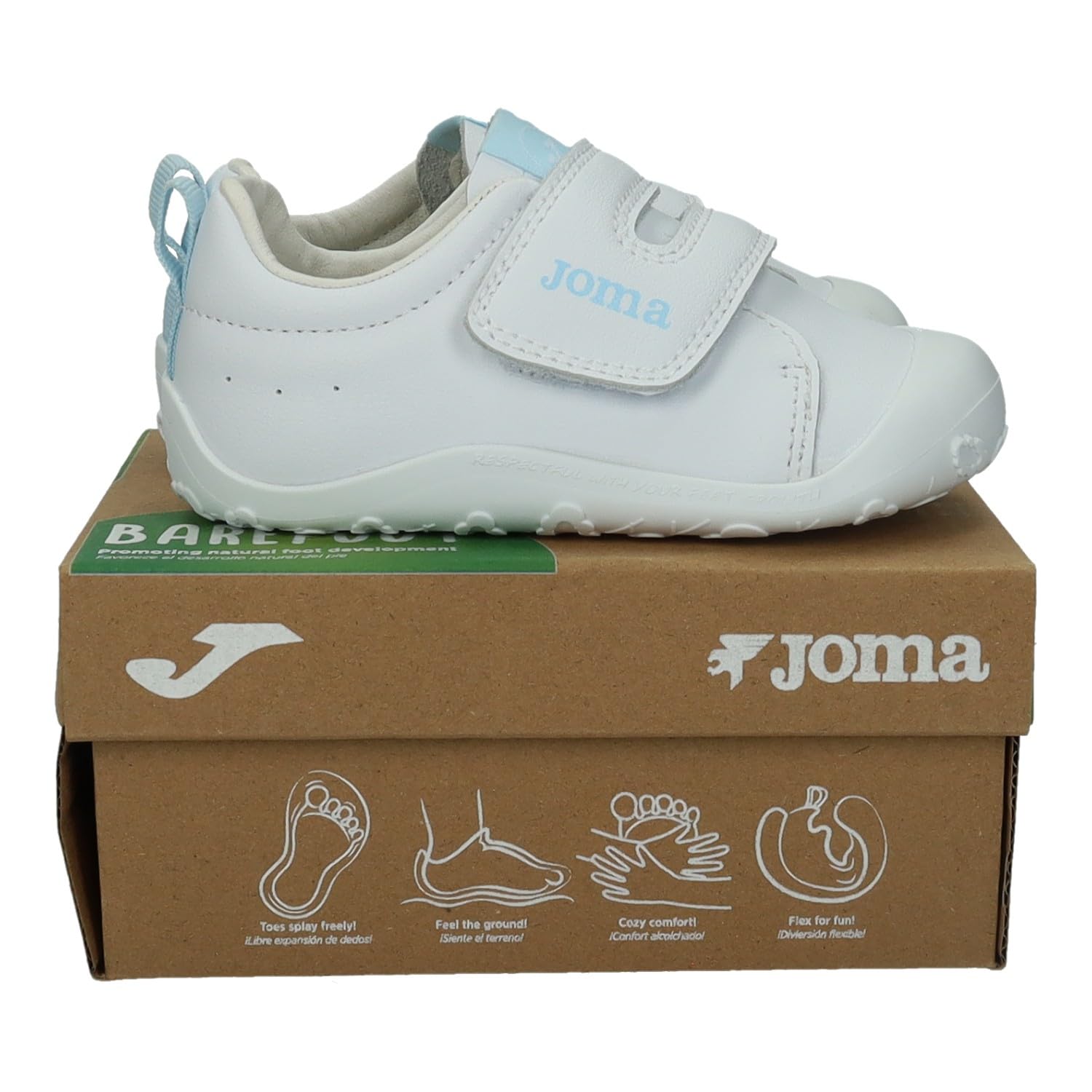 Joma TEDYBS2505V - Scarpe da Bambino Teddy Baby, Colore: Bianco e Blu, con Soletta Antibatterica, per Bambini, Scarpe