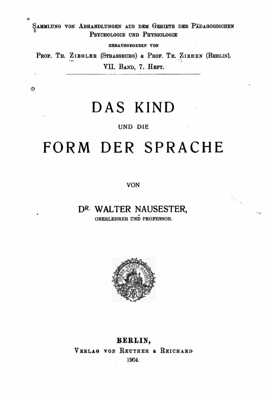 Das Kind Und Die Form Der Sprache