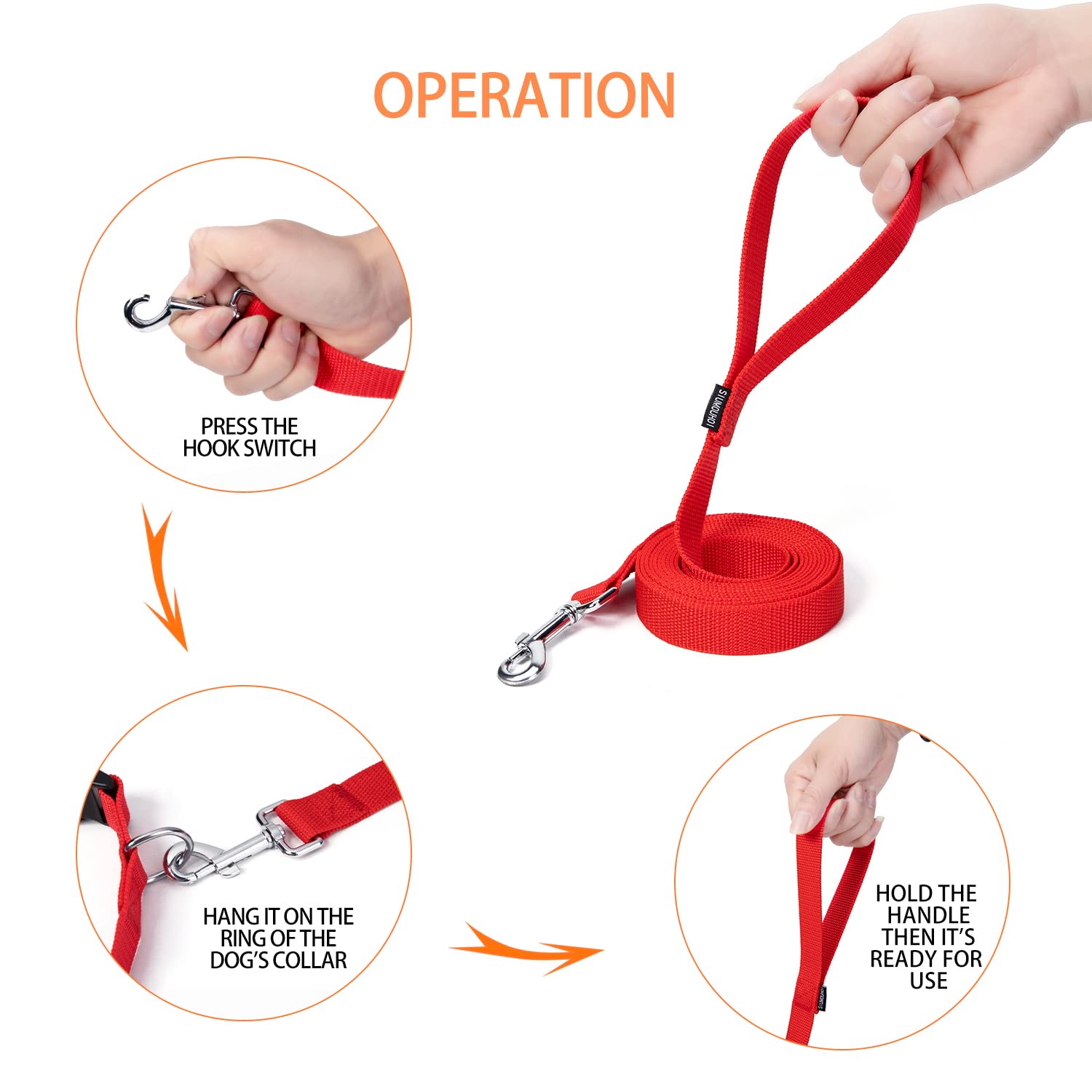 Siumouhoi Strong Nylon Dog Leash – Durable 1-Inch Training Lead For Small & Medium Dogs (6ft, 10ft, 15ft)