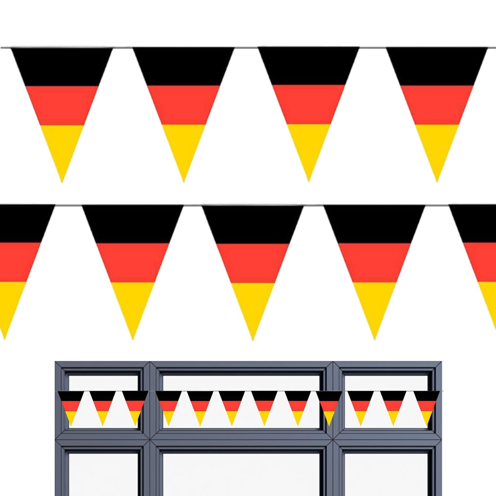 Germany Pennant Banner Flag, 20 Triangle Flags, German National Flag Bunting Banner, Lightweight String Triangle Flags, Multipurpose Flag Pennants for Anniversary Football Party Decor