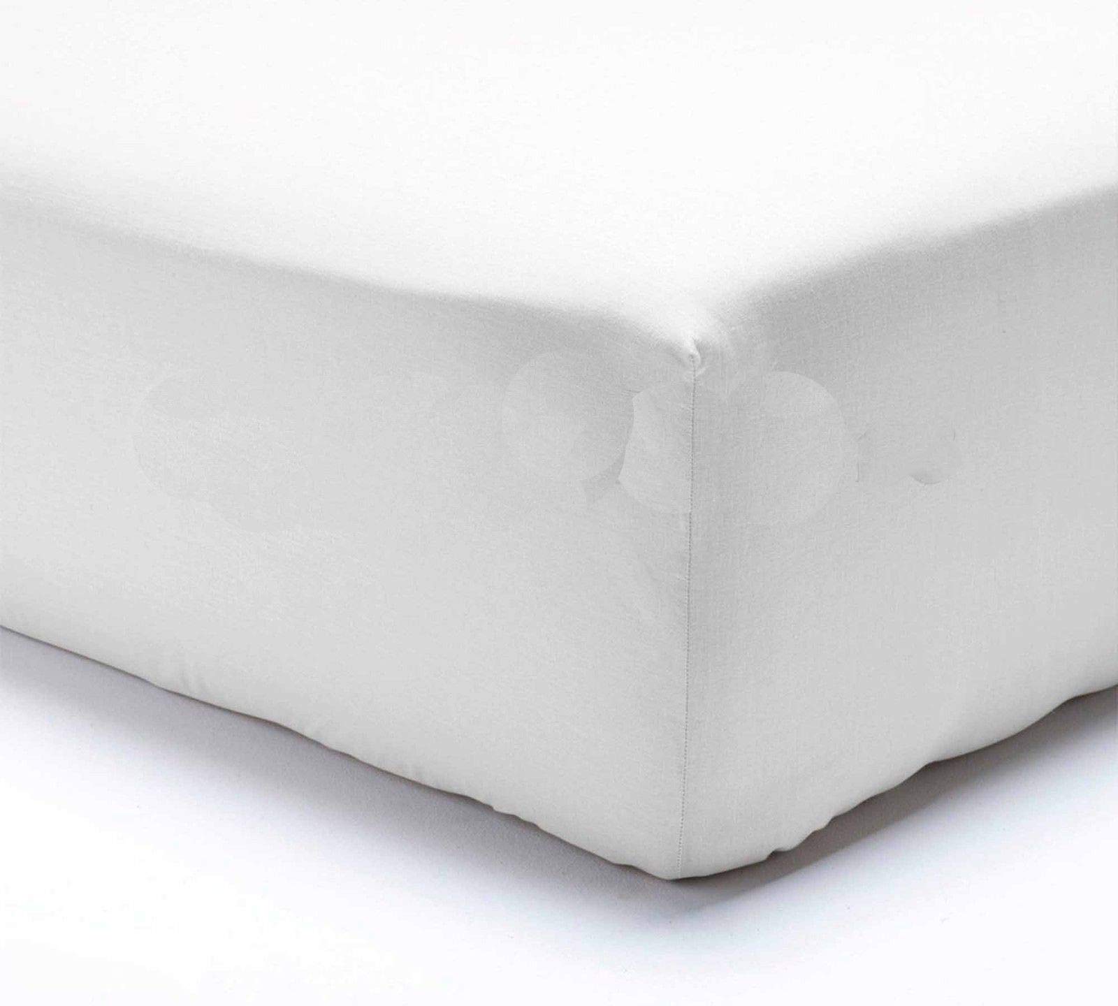 Amberlinnen Ltd White Plain Dyed Poly Cotton Fitted Sheets Single Double King Super King Pillowcases (, Double)