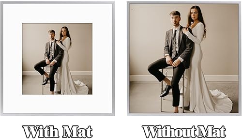 Miniatura 6 de Golden State Art, Marco de aluminio de 12 x 12 pulgadas para exhibición de fotos de 8 x 8 pulgadas, colección de marcos de fotos cuadrados de